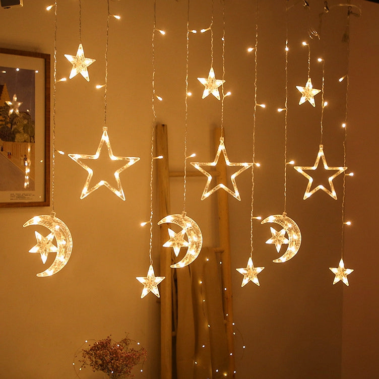 3.5M Ramadan Eid Decoration Lights LED Star and Moon Curtain Lights