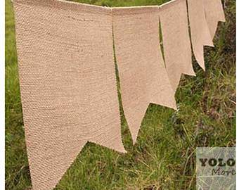 10 Meters Fishtail 45 Flags Hessian Banner Burlap Rustic Bunting