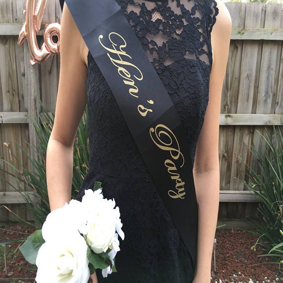 Black & Gold Hens Sash - Hen Sash - Bride To Be Sash - Bridal Shower - Engagement- Hen Party- Bachelorette - Bride- Bridesmaid - Team Bride