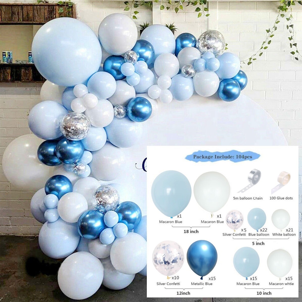 Balloon Garland Arch Pack | Macaroon | Rose Gold | | Blue  | Pink Ultimate Pack 170 Balloons Party Wedding Baby Shower Birthday Event Decor